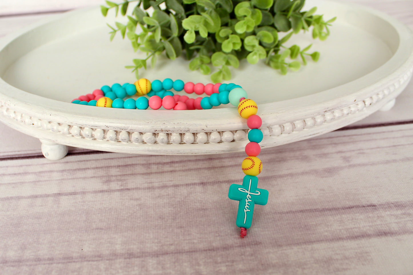 "Little Saints" Softball Rosary - Pink & Aqua
