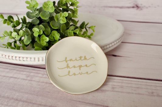 “Faith Hope Love” Rosary Dish
