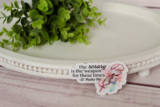 Padre Pio Rosary Sticker