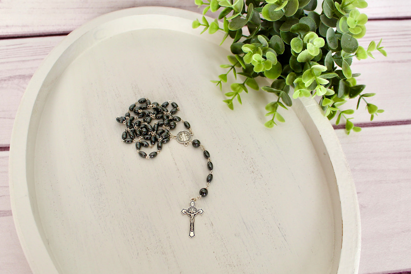 St. Benedict Hematite Rosary