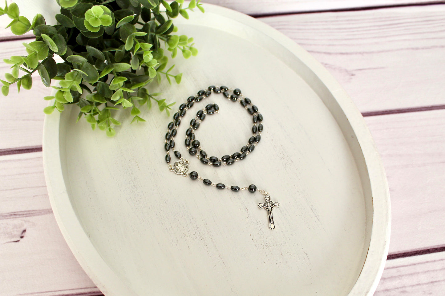 St. Benedict Hematite Rosary